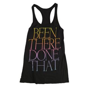 dirty violet Womens Been There Done That Racerback Tank Top, Black, NWT